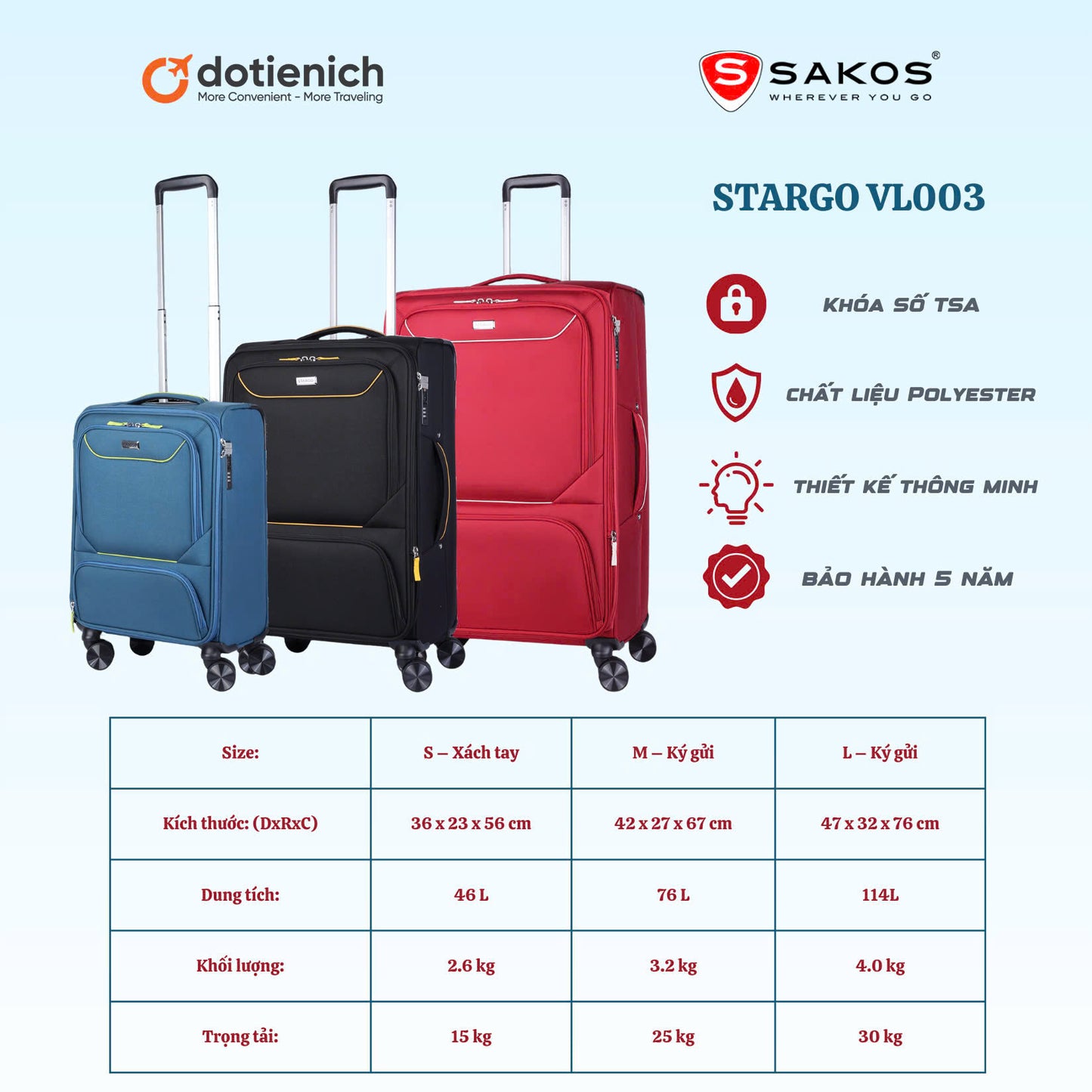 Vali Vải Stargo Satus Black - VL003